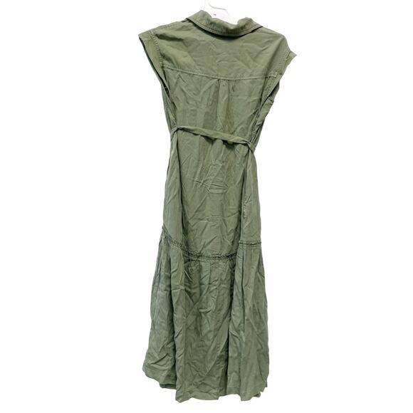 Isabel Maternity Green Short Sleeve Button-Front Belted Maternity Dress XS - Picture 3 of 6